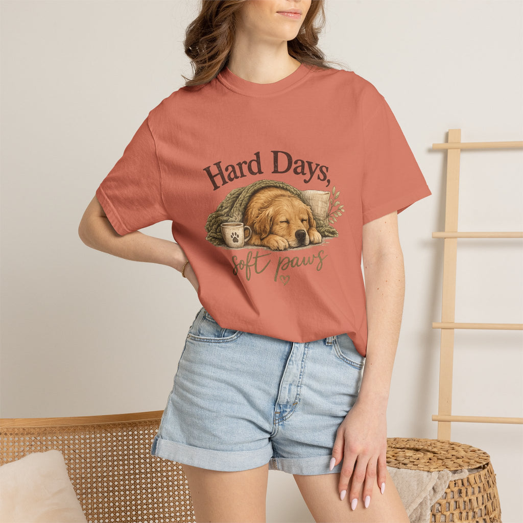 Hard Days, Soft Paws Comfort Colors® Dog Lover T-Shirt | Cozy Puppy Tee | Gift for Dog Mom