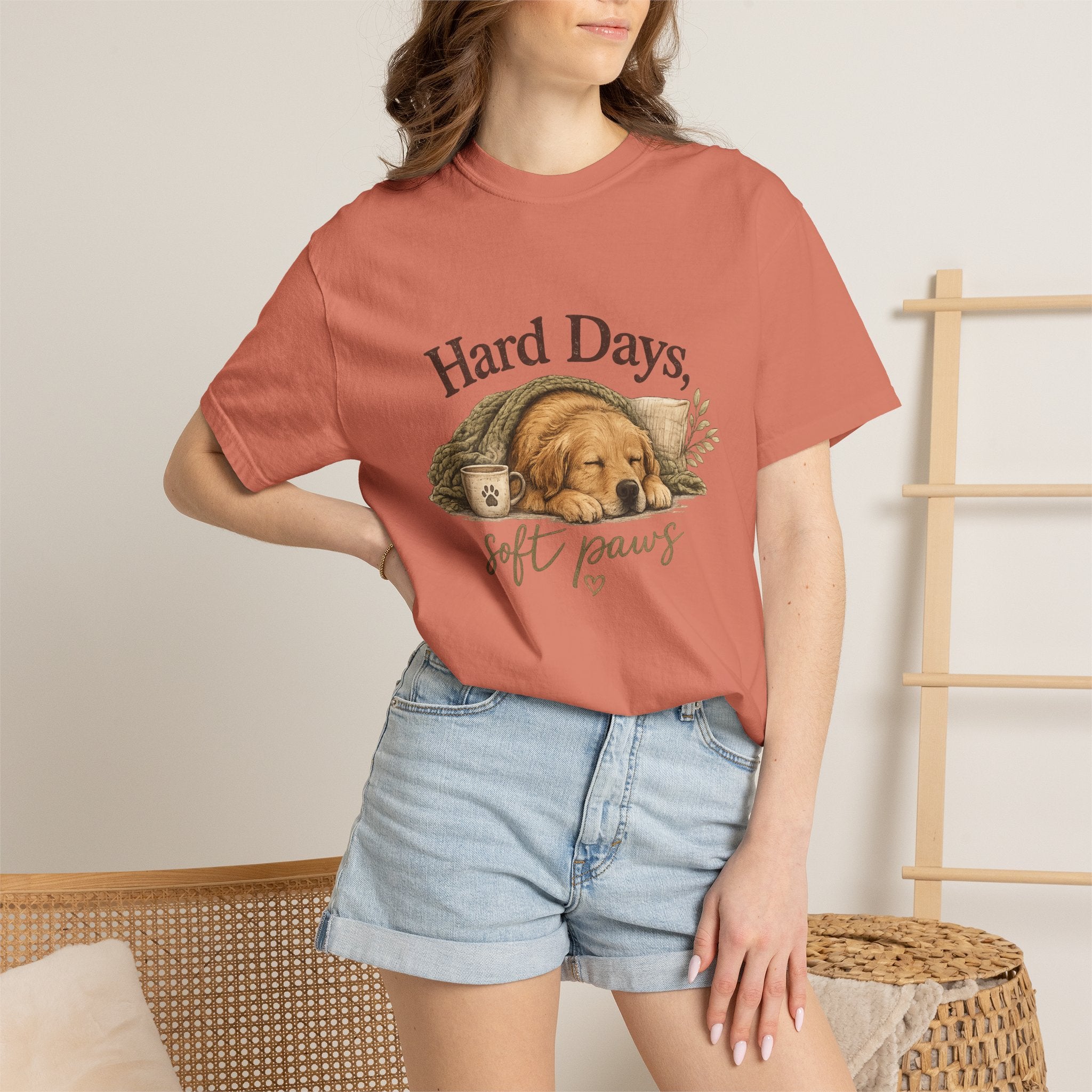 Hard Days, Soft Paws Comfort Colors® Dog Lover T-Shirt | Cozy Puppy Tee | Gift for Dog Mom