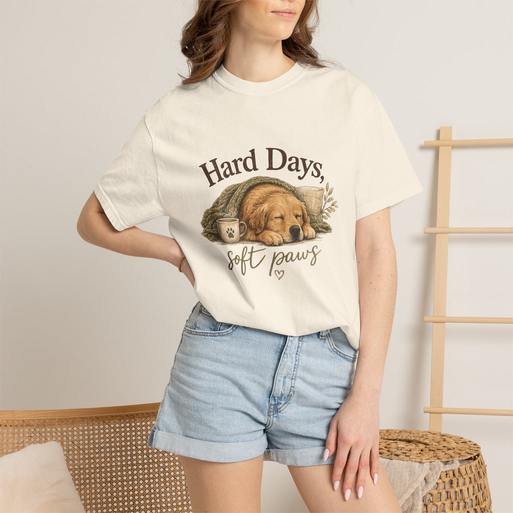 Hard Days, Soft Paws Comfort Colors® Dog Lover T-Shirt | Cozy Puppy Tee | Gift for Dog Mom
