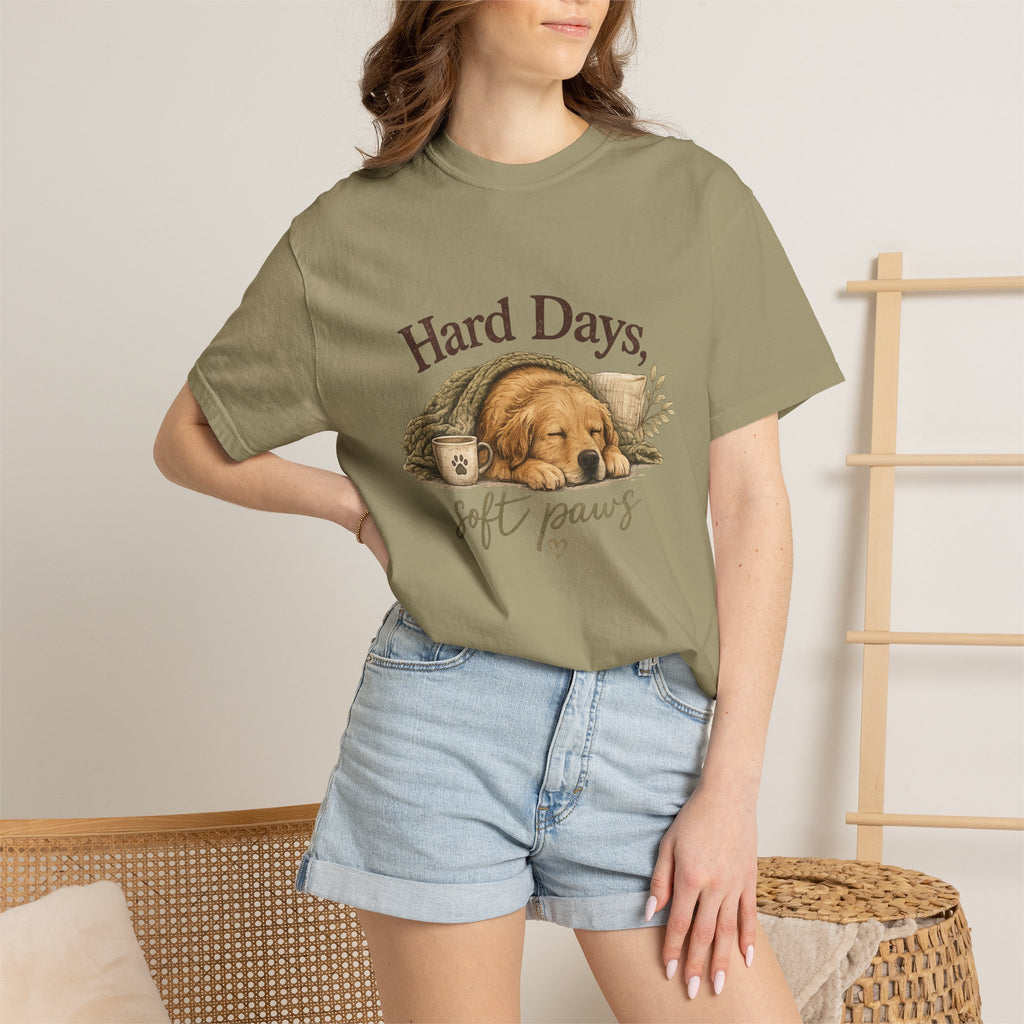 Hard Days, Soft Paws Comfort Colors® Dog Lover T-Shirt | Cozy Puppy Tee | Gift for Dog Mom