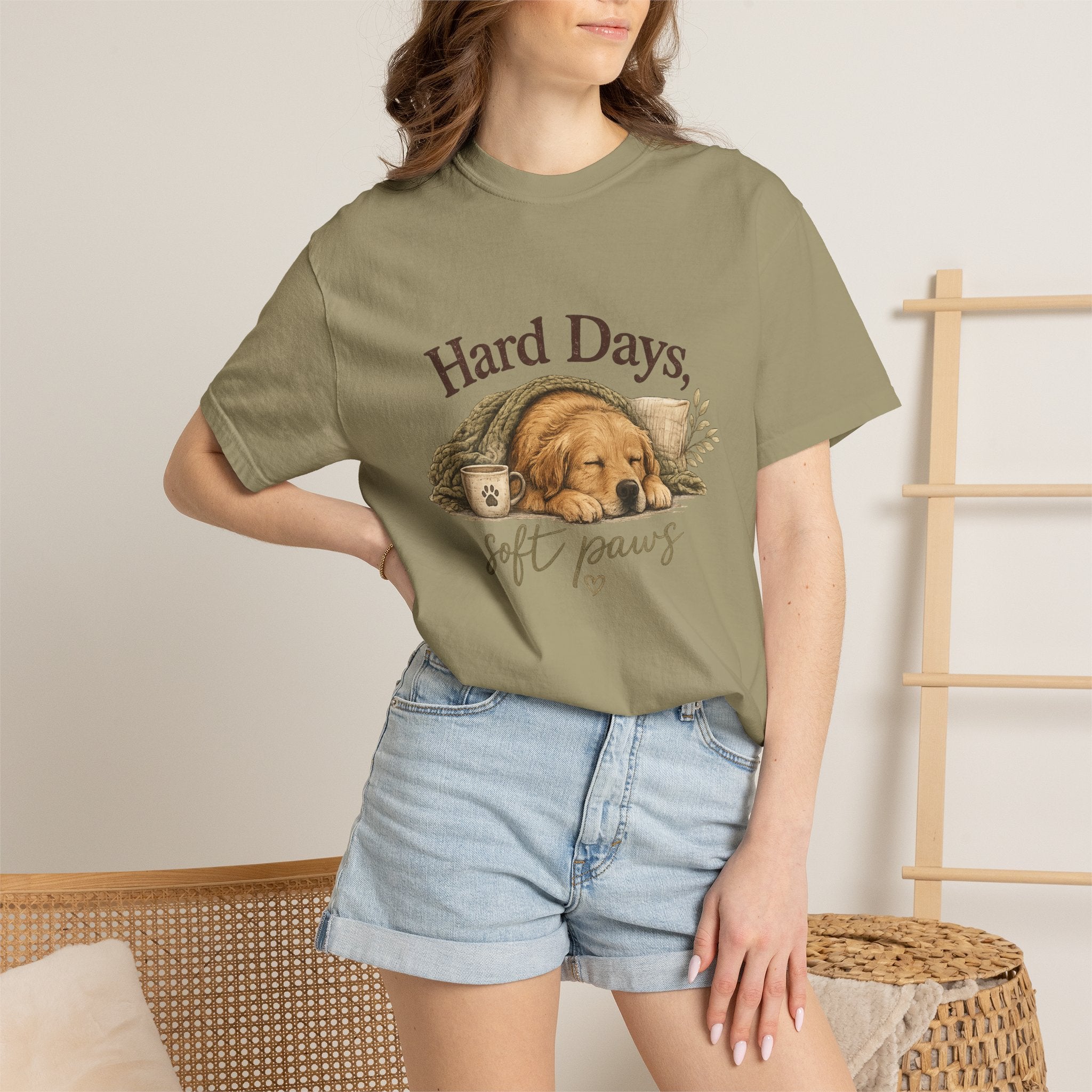 Hard Days, Soft Paws Comfort Colors® Dog Lover T-Shirt | Cozy Puppy Tee | Gift for Dog Mom