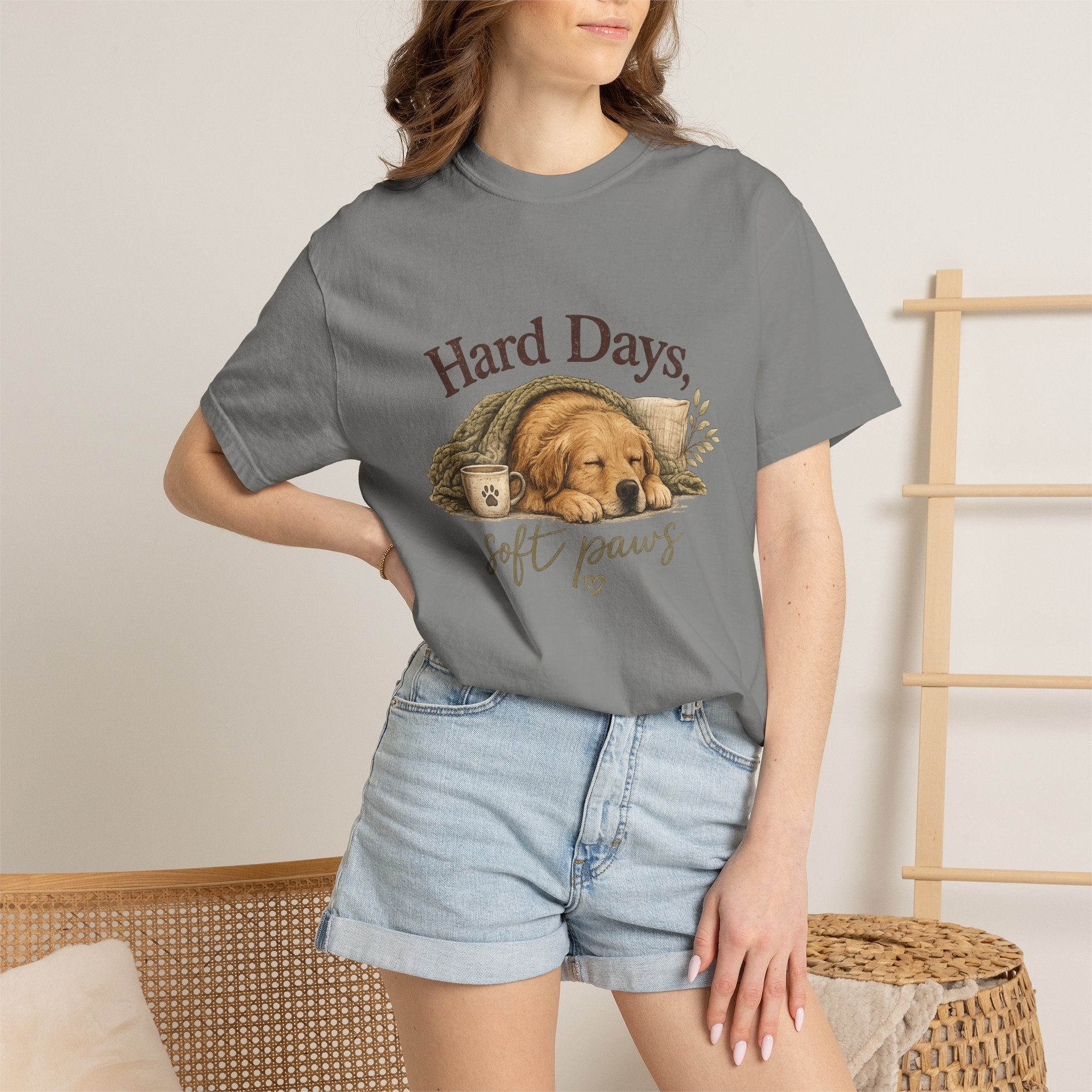 Hard Days, Soft Paws Comfort Colors® Dog Lover T-Shirt | Cozy Puppy Tee | Gift for Dog Mom